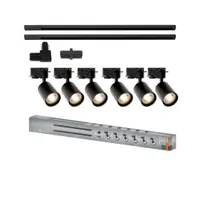 Sistem complet TRACKLIGHT OSRAM Elemental cu 6 proiectoare cu soclu GU10 si 2 sine monofazate de 1 metru, 1 conector liniar, 1 c