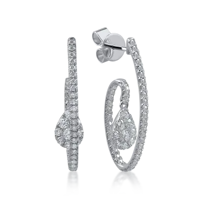 Cercei din aur alb cu diamante de 1.51ct