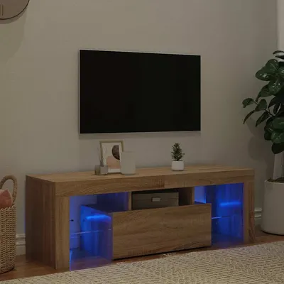 vidaXL Comodă TV cu lumini LED, stejar Sonoma, 120x35x40 cm