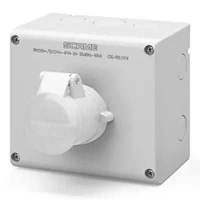 Priza interblocabilan16A 2P 12h 40-50V 50Hz 60Hz 136X125MM_PAR terminal cu surubcu interblocaj electric