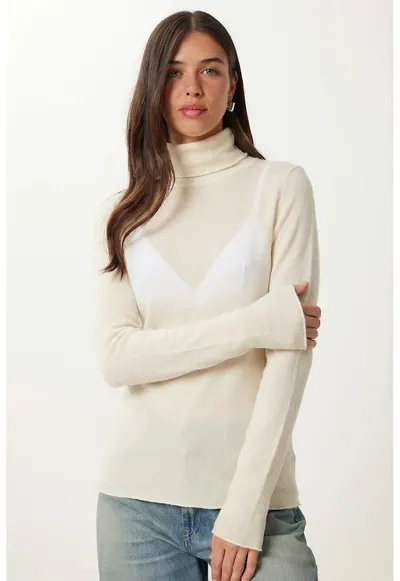 Bluza dama - Happiness Istanbul - Guler inalt - Slim fit