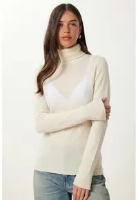Bluza dama - Happiness Istanbul - Guler inalt - Slim fit