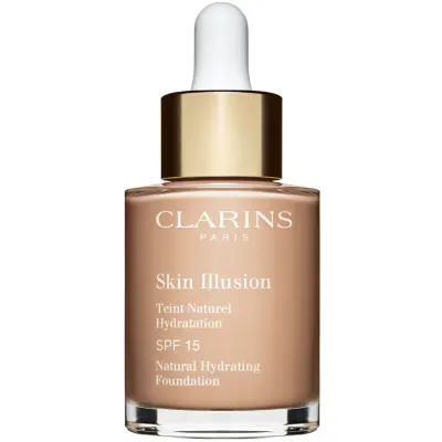 Clarins Skin Illusion Natural Hydrating Foundation makeup radiant cu hidratare SPF 15 culoare 107C Beige 30 ml