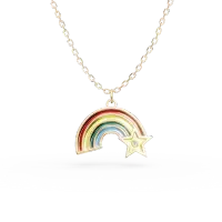 Lant cu pandantiv curcubeu din aur galben cu diamant de 0.003ct pentru copii