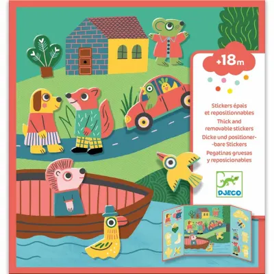 DJECO Thick Removable Stickers Animals autocolante 12m+ 1 buc