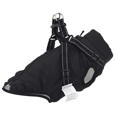 Gossi haina caini cu ham impermeabila reflectorizanta, negru, 2xl