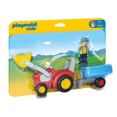 Tractor cu remorca de construit, Playmobil 123, Playmobil PM6964
