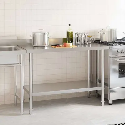 vidaXL Masă de lucru bucătărie bordură antistropire 120x60x93 cm oțel