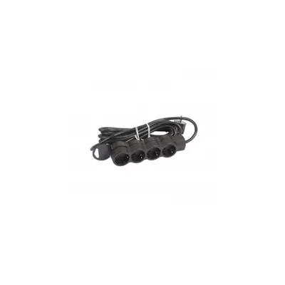 Prelungitor - German standard - 4x2P+E - unswitched - 5 m cord - negru