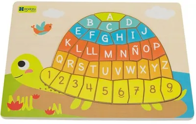 Puzzle cu litere și cifre Andreu Toys - Broască țestoasă