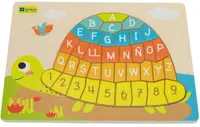 Puzzle cu litere și cifre Andreu Toys - Broască țestoasă