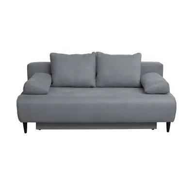 Canapea extensibila MARIA, 3 locuri, cu arcuri si lada depozitare, gri inchis, 195x97x76 cm