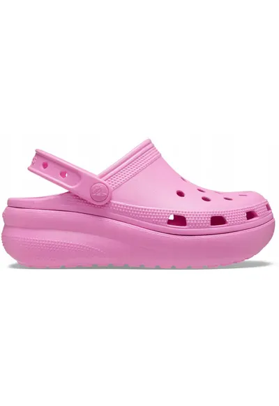 Saboti slingback cu talpa wedge si aspect perforat Cutie - Roz