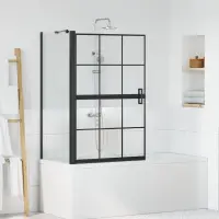 vidaXL Ecran de baie pentru duș Negru și transparent 80 x 68 x 128 cm