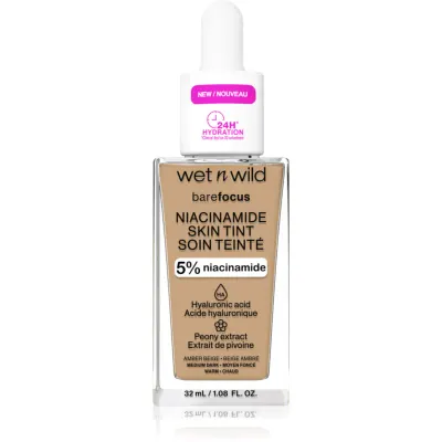 Wet n Wild BareFocus Niacinamide Skin Tint machiaj ușor de hidratare culoare Amber Beige (Warm) 32 ml