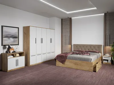 Set dormitor complet Stejar Auriu cu comoda - Madrid - C82