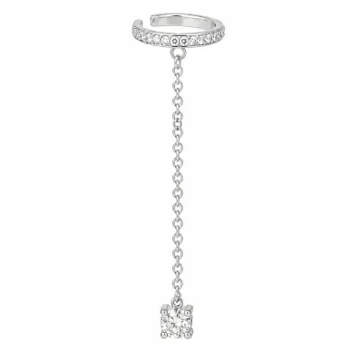 Cercel ear cuff argint 925, JW998, model cu lant, placat cu rodiu