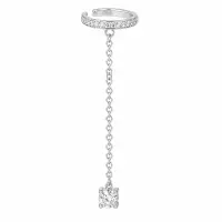 Cercel ear cuff argint 925, JW998, model cu lant, placat cu rodiu