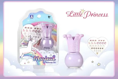 Ojă Copii Little Princess Magical Makeup Set – Ojă Non-Toxică și Lavabilă pentru Fetițe 5+, Cu Stickere Decorative Unghii, Set Cosmetice Sigur și Atractiv, En-gros