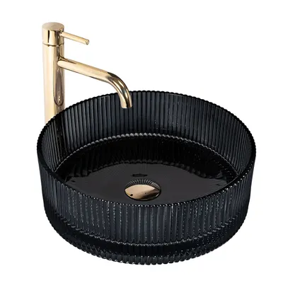 Lavoar cu montare pe blat 36 cm, negru, rotund, Rea Ingrid