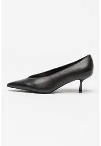 Pantofi de piele cu varf ascutit si toc stiletto - Negru