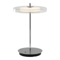 Veioză argintie LED cu port USB din oțel cu abajur din sticlă (înălțime 31 cm) Asteria Move – UMAGE
