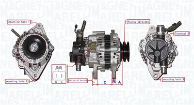 Alternator (12V, 75A) potrivit HYUNDAI H-1, H-1 STAREX, H-1 CARGO; KIA K2500, PREGIO 2.5D 06.97