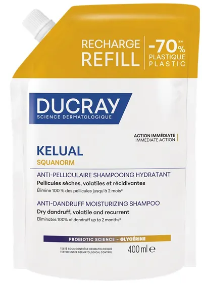 Ducray Kelual Squanorm Șampon anti-mătreață, rezervă, 400 ml