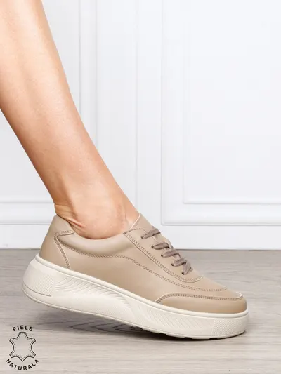 Pantofi sport din piele naturală cu design modern CRL1810 KHAKI