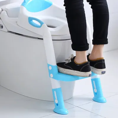 Reductor pentru toaleta cu scarita Little Mom Teddy Blue