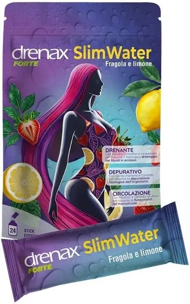 Drenax Forte Slim Water, căpșuni și lămâie, 24 plicuri, Paladin Pharma