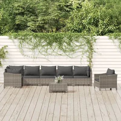 Gossi set mobilier de gradina cu perne, 8 piese, gri, poliratan
