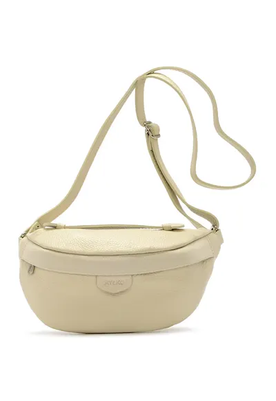 Geanta crossbody de piele cu bareta ajustabila Kidney - Crem