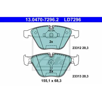 Set placute frana, frana disc ATE 13.0470-7296.2