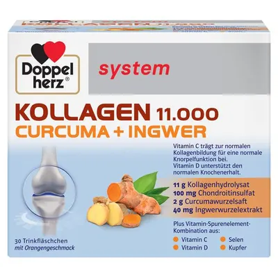 Kollagen 11.000 Curcuma + Ghimbir, Doppelherz System | 30 flacoane