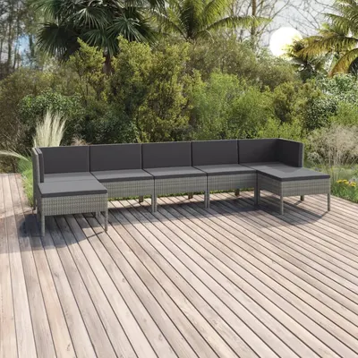Gossi set mobilier de gradina cu perne, 7 piese, gri, poliratan