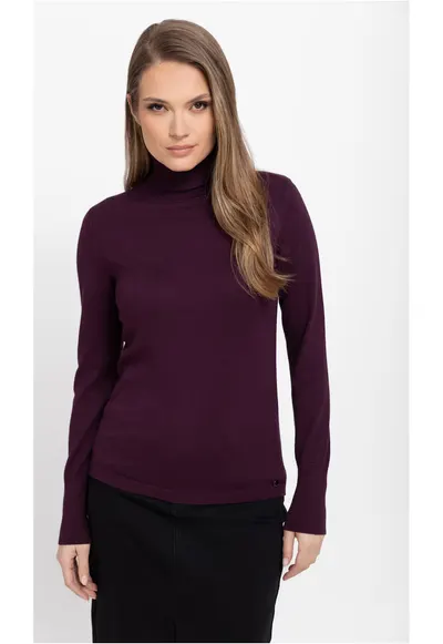 Pulover cu guler inalt S-Juli - dama - usor - bordo - Visiniu