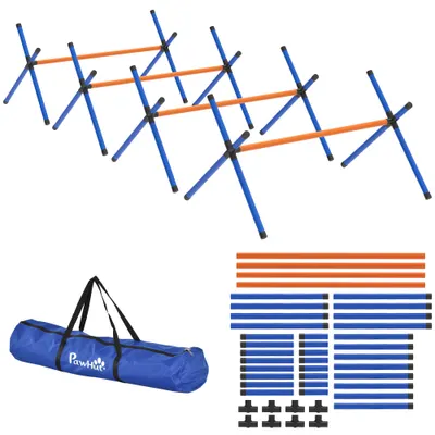 PawHut Set Agility pentru câini, echipament Agility 4 piese cu obstacole, geantă de transport, set reglabil de antrenament pentru câini mici | Aosom Romania
