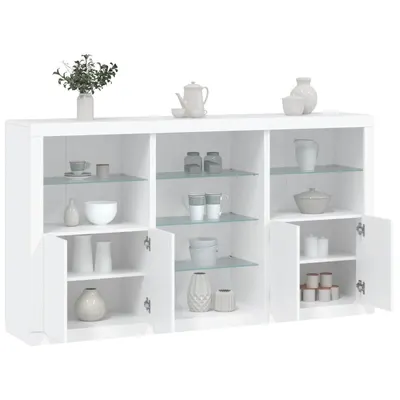 vidaXL Servantă cu lumini LED, alb, 181,5x37x100 cm