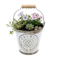 Ghiveci pentru flori tip găletușă albă 10,5cm