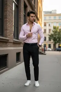 Camasa barbati slim fit roz B8182 O5-4.3