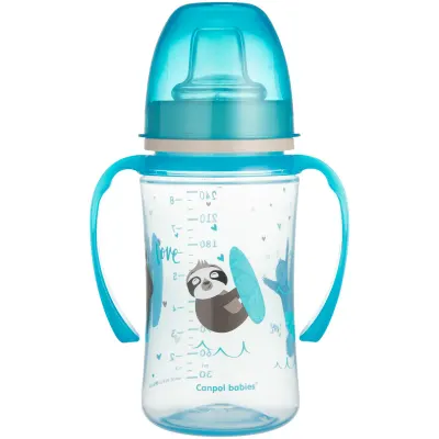 Canpol babies Exotic Animals cană pentru antrenament cu mânere 6+ m Blue 1 buc