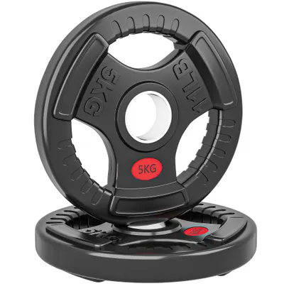 SPORTNOW Set Discuri de 5kg și trei mânere, din oțel și plastic negru