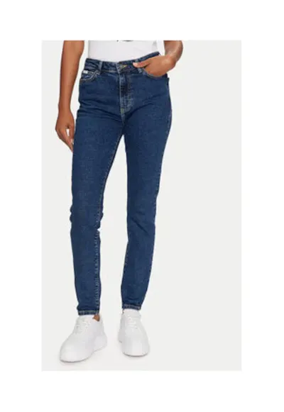 Blugi din denim skinny cu talie medie cu buzunare
