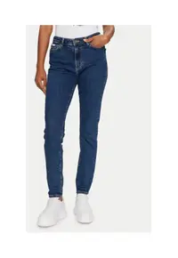 Blugi din denim skinny cu talie medie cu buzunare