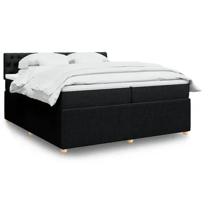 Gossi pat box spring cu saltea, negru, 200x200 cm, textil