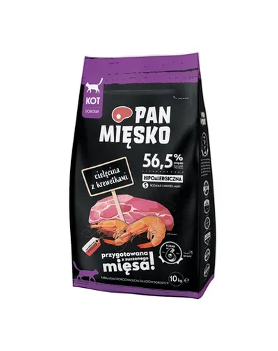 PAN MIĘSKO Sac hrana pisici, cu vitel si creveti S 10 kg