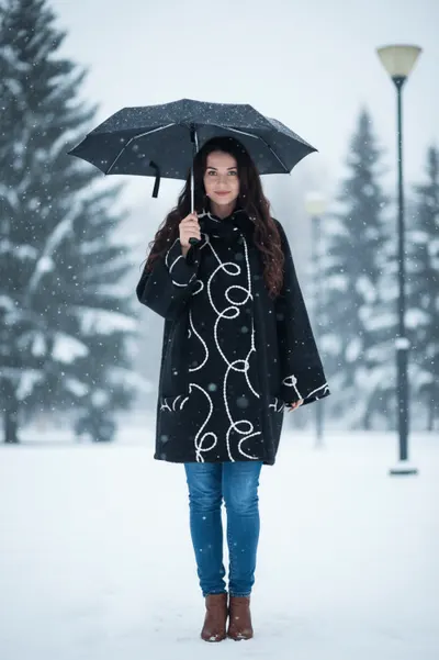 Jacheta calduroasa negru cu model abstract alb a, croiala larga si confortabila