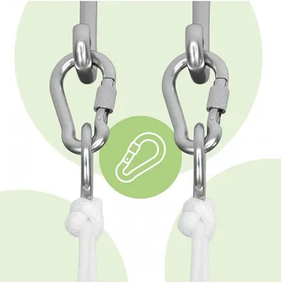 Leagan suspendat pentru bebelusi Malplay Wave Grey, sezut moale, confortabil cu spatar, centuri de siguranta in 5 puncte, design versatil, varsta 12-36 luni, maxim 60 kg, 70 x 44.5 x 28 cm