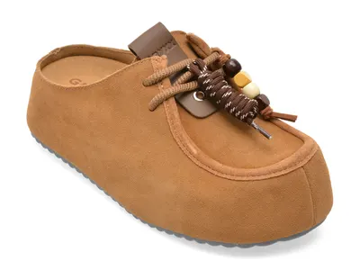 Papuci GRYXX bej, M7351, din piele intoarsa